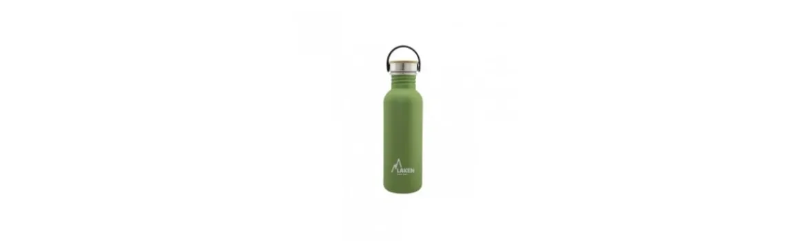 Botella Basic Acero Inoxidable Tapón Bambú 0,75 l-Laken Outlet