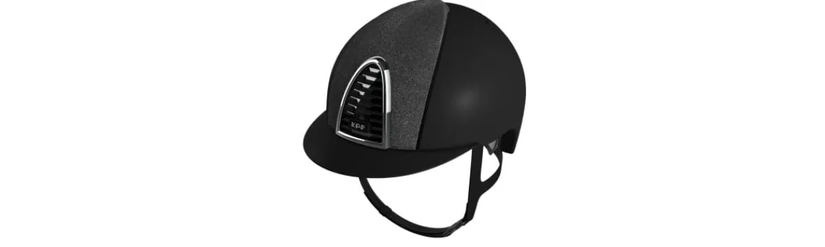 Casco Kep Cromo 2.0 Textile Negro Frontal Star Marco Plata Logo Kep Swarovski-Kep Italia New