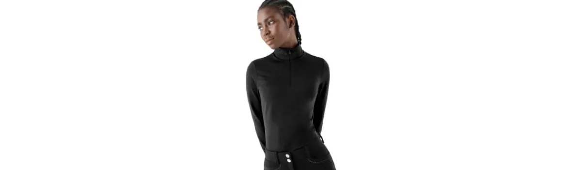 Sudadera de Segunda Piel con Media Cremallera y Strass Mujer-Equiline New